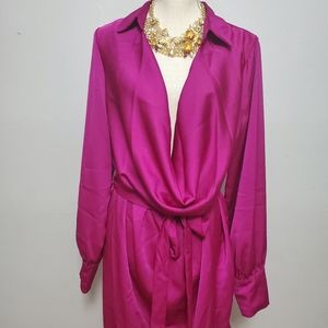 Fushia Draped front Dress